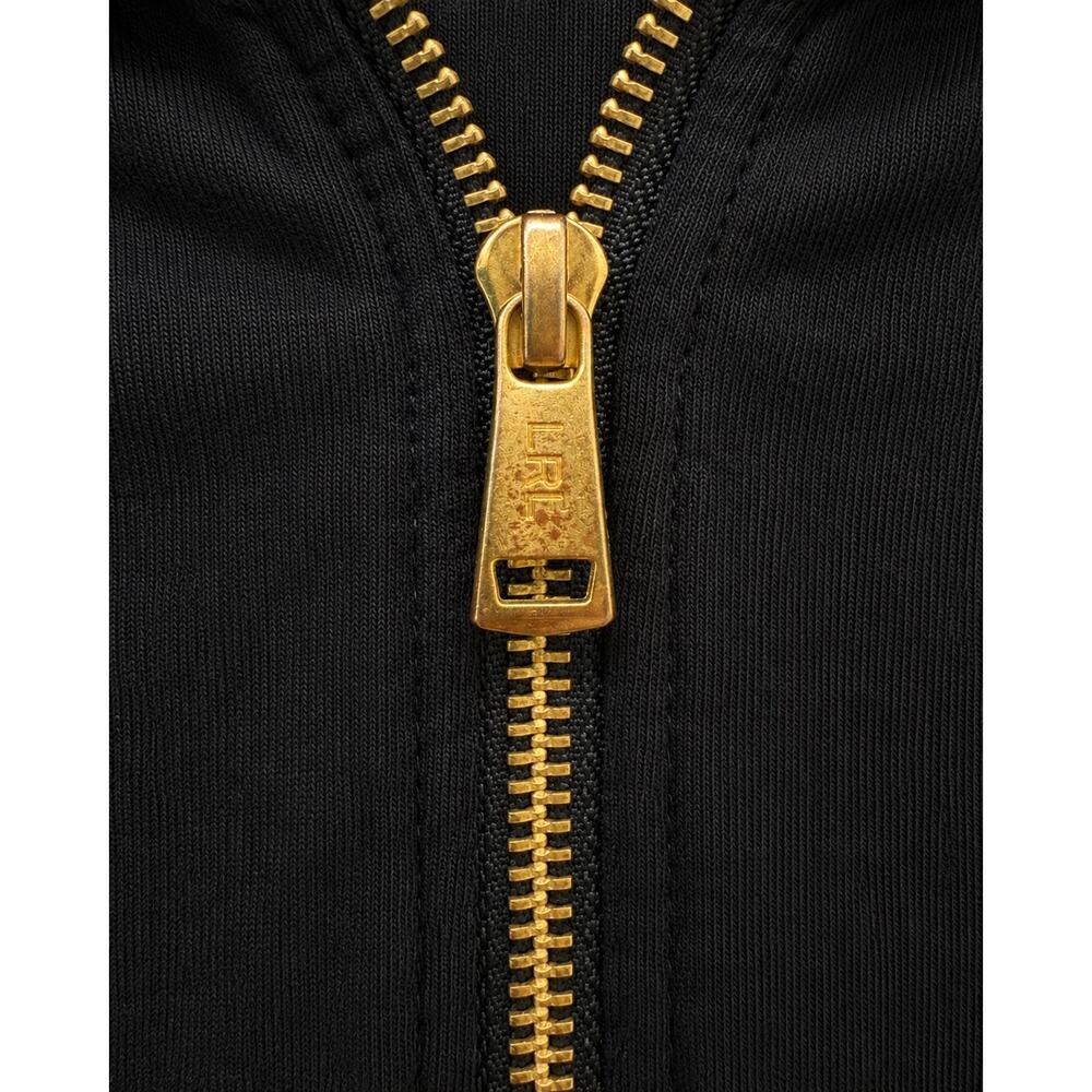Lauren Ralph Lauren LRL Black Quarter Zip Logo Sleeve Preppy Athleisure L - Picture 4 of 8